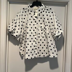 Anthropologie Maeve polla dot swing top- xl- NWT.  Cotton poplin. DARLING!!